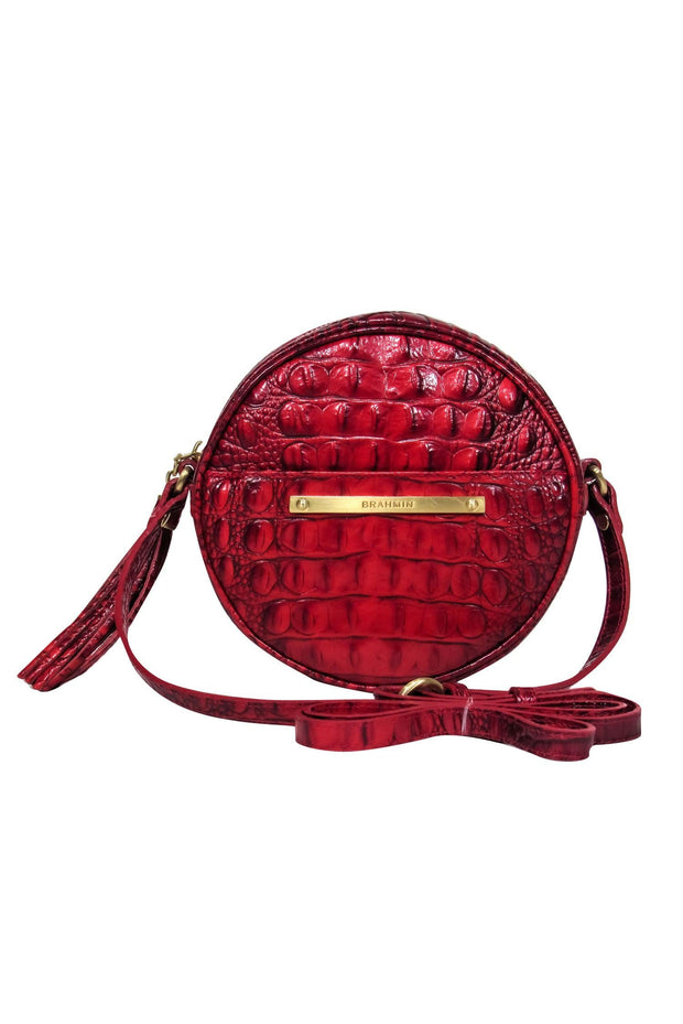 Current Boutique-Brahmin - Red Croc Embossed Circle Crossbody Bag