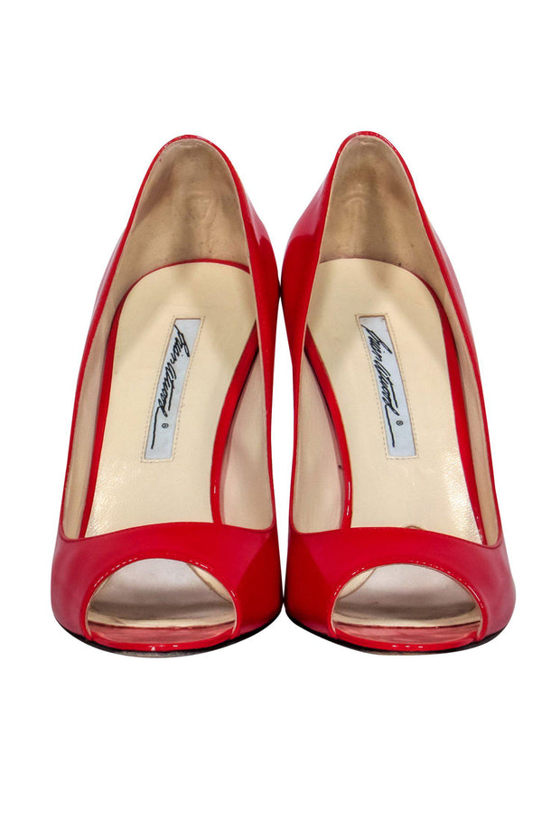 Current Boutique-Brian Atwood - Red Patent Leather Peep Toe Pumps Sz 7