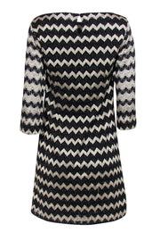 Current Boutique-Britt Ryan - Black & Gold Chevron Print Shift Dress Sz 2