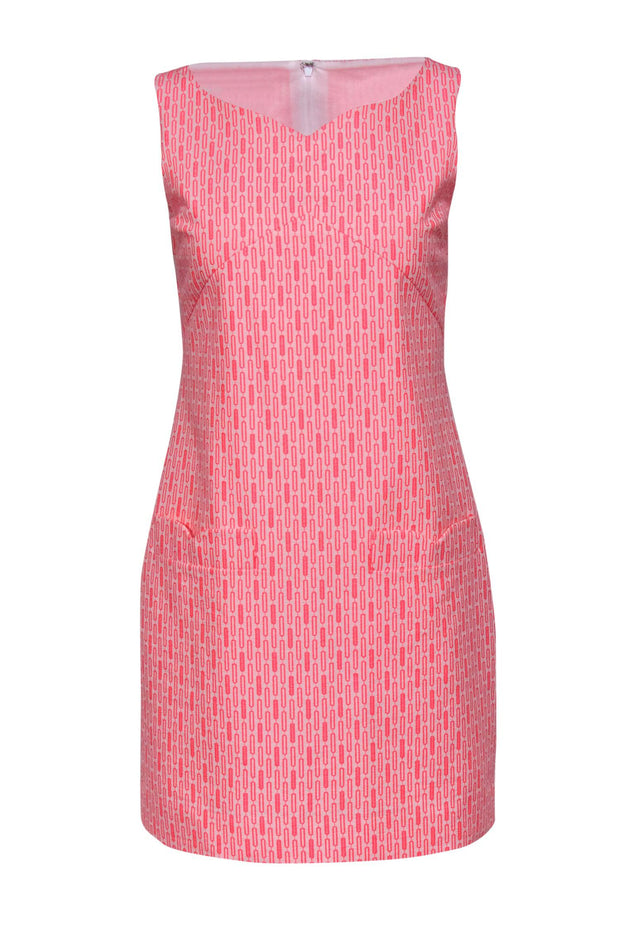 Current Boutique-Britt Ryan - White & Pink Graphic Printed Sheath Dress Sz 2