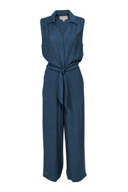 Current Boutique-Brochu Walker - Aegean Blue Sleeveless Wide Leg Jumpsuit w/ Tie Sz M