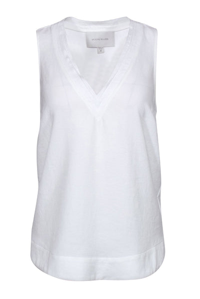 Current Boutique-Brochu Walker - White V-Neck Fitted Tank Sz M