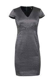 Current Boutique-Brooks Brothers - Black & Silver Geometric Star Jacquard Print Fitted Sheath Dress Sz 6P