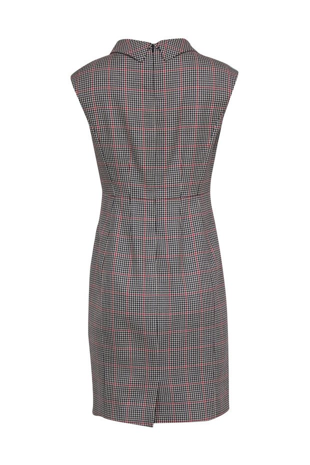 Current Boutique-Brooks Brothers - Black, White & Red Houndstooth Wool Sheath Dress Sz 8