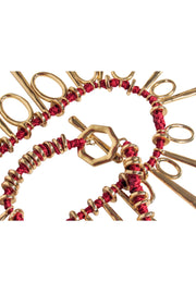 Current Boutique-Brooks Brothers - Red & Gold Threaded Statement Necklace