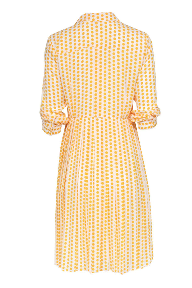 Current Boutique-Brooks Brothers - Yellow & White Polka Dot Button-Up Pleated Shirtdress Sz 4