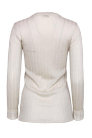 Current Boutique-Brunello Cucinelli - Cream Sparkly Ribbed Sweater Sz M