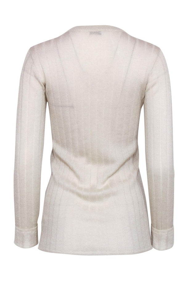 Current Boutique-Brunello Cucinelli - Cream Sparkly Ribbed Sweater Sz M