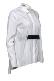 Current Boutique-Brunello Cucinelli - White Collared Blouse w/ Beaded Belt Sz L