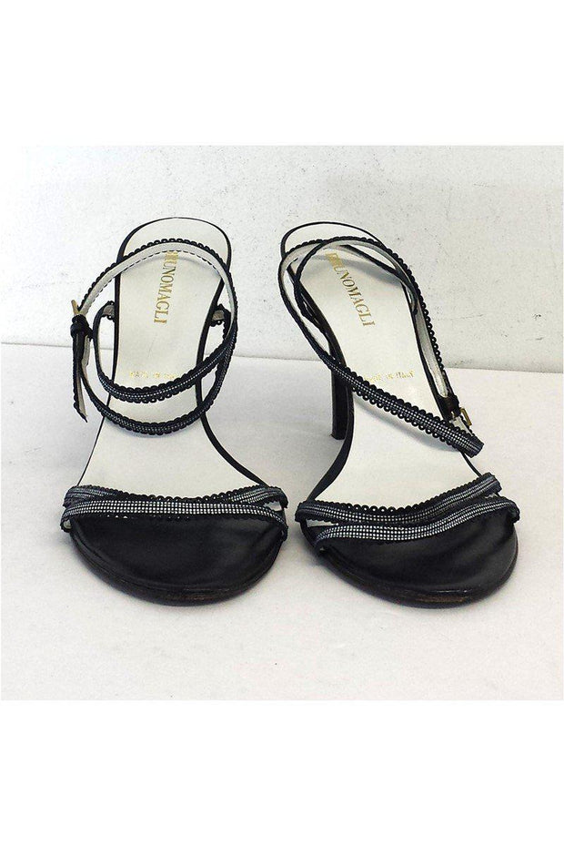 Current Boutique-Bruno Magli - Black Leather Strappy Heels Sz 10