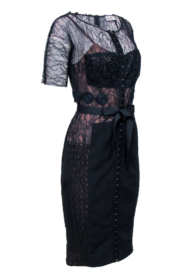 Current Boutique-Bryon Lars - Navy Lace Midi Dress Sz 6