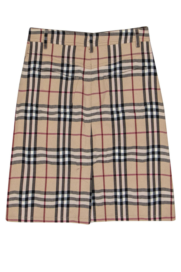 Current Boutique-Burberry - Beige Tartan Print Pencil Skirt Sz 2