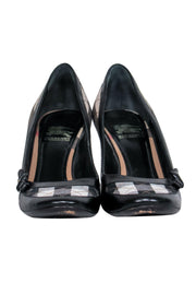 Current Boutique-Burberry - Black & Beige Tartan Print Pumps w/ Leather Trim Sz 9