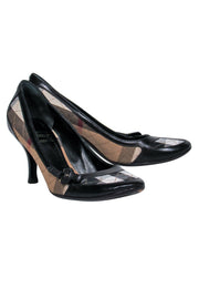 Current Boutique-Burberry - Black & Beige Tartan Print Pumps w/ Leather Trim Sz 9