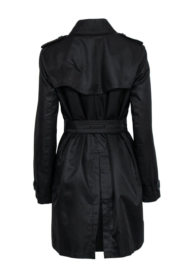 Current Boutique-Burberry - Black Double Breasted Belted Trench Coat w/ Removable Lining Sz 8