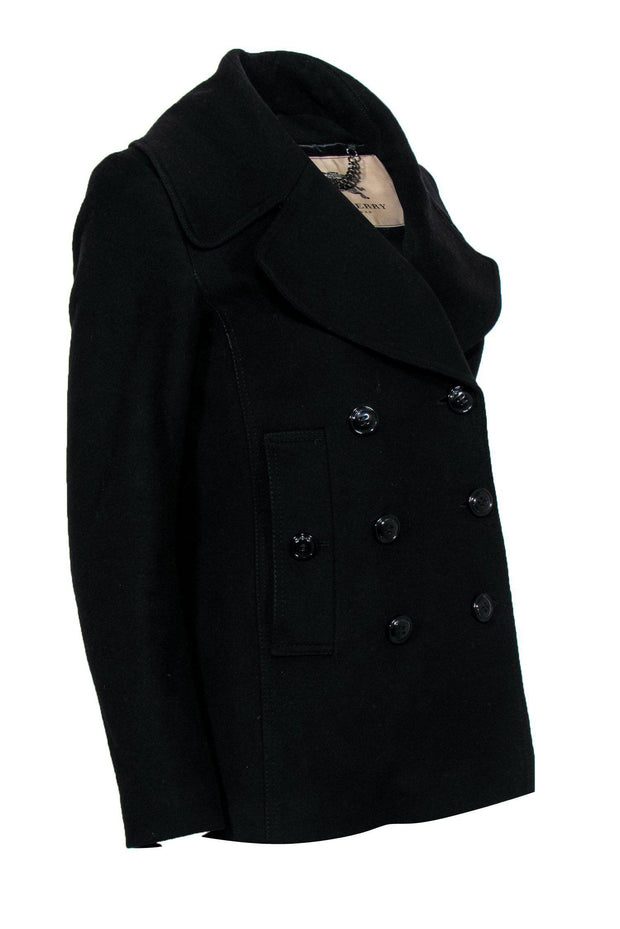 Current Boutique-Burberry - Black Wool Blend Overcoat Sz M