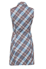 Current Boutique-Burberry Blue Label - Light Brown, Blue & White Tartan Print Sheath Dress Sz 4