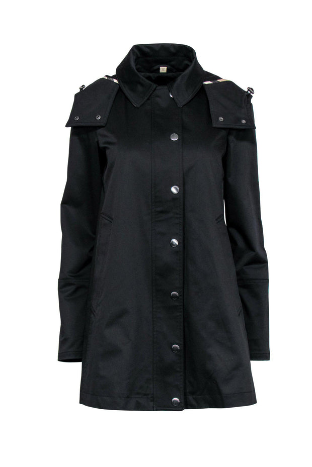 Current Boutique-Burberry Brit - Black Hooded Zip-Up Jacket w/ Removable Lining Sz 6