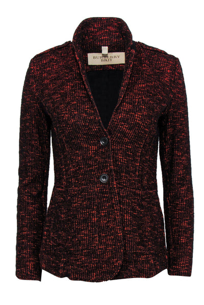 Current Boutique-Burberry Brit - Black & Red Marbled Tweed Blazer Sz 4