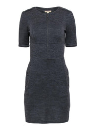 Current Boutique-Burberry Brit - Gray Heathered Zip-Up Bodycon Dress Sz 6