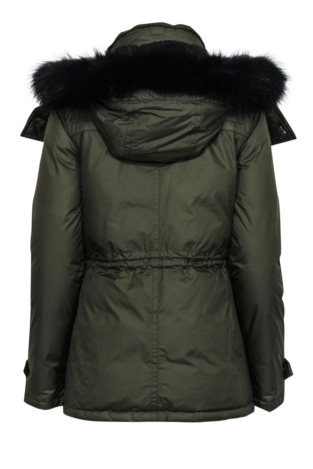 Current Boutique-Burberry Brit - Olive Zip-Up Hooded Puffer Coat w/ Toggles & Faux Fur Trim Sz S