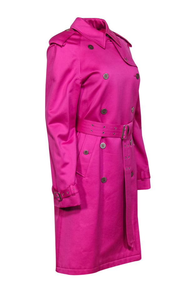 Current Boutique-Burberry - Hot Pink Double Breasted Belted Trench Coat Sz 8