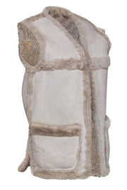 Current Boutique-Burberry - Light Beige Reversible Sheep Suede & Shearling Vest Sz 4