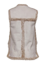 Current Boutique-Burberry - Light Beige Reversible Sheep Suede & Shearling Vest Sz 4