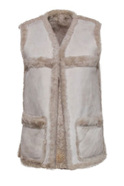 Current Boutique-Burberry - Light Beige Reversible Sheep Suede & Shearling Vest Sz 4