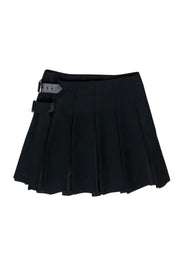 Current Boutique-Burberry London - Black Pleated Miniskirt w/ Side Buckles Sz 4