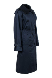 Current Boutique-Burberry - Navy Longline Double Breasted Trench Coat w/ Removable Lining Sz 10