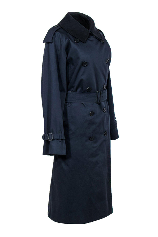 Current Boutique-Burberry - Navy Longline Double Breasted Trench Coat w/ Removable Lining Sz 10