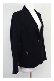 Current Boutique-Burberry - Navy Wool Pinstripe Jacket Sz 8