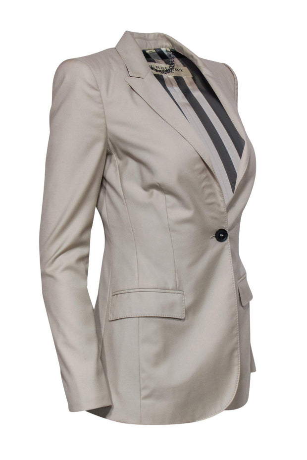 Current Boutique-Burberry - Tan Single Button Slim Wool Blazer Sz 2