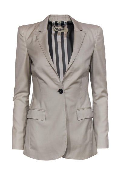 Current Boutique-Burberry - Tan Single Button Slim Wool Blazer Sz 2