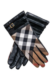 Current Boutique-Burberry - Tan Tartan Plaid Leather Gloves Sz 7