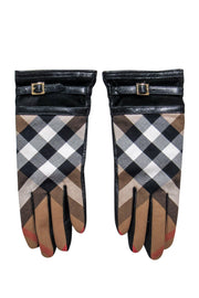 Current Boutique-Burberry - Tan Tartan Plaid Leather Gloves Sz 7