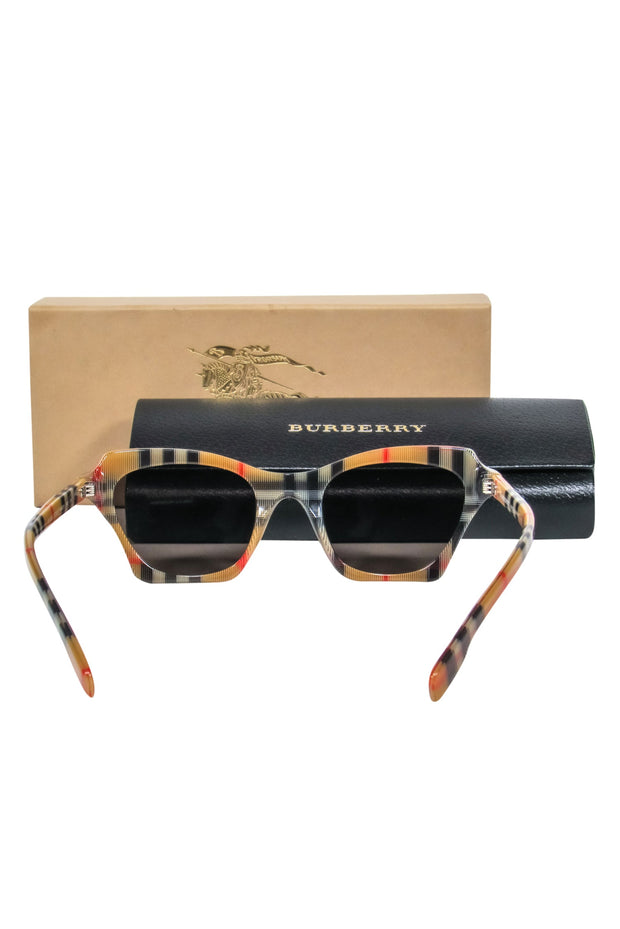 Current Boutique-Burberry - Tan Tartan Print Square Sunglasses