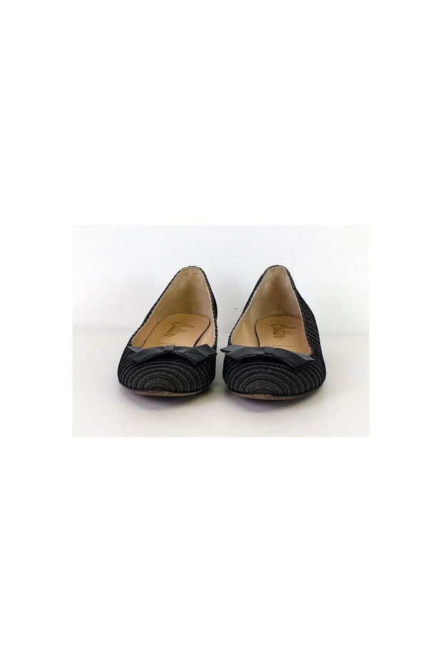 Current Boutique-Butter - Black Striped Bow Flats Sz 8