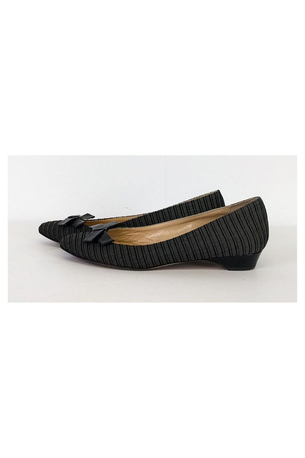 Current Boutique-Butter - Black Striped Bow Flats Sz 8