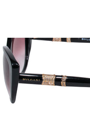 Current Boutique-Bvlgari - Black Cat Eye Sunglasses w/ Jeweled Embellishments