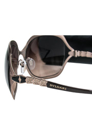 Current Boutique-Bvlgari - Light Gold Metallic Oversized Sunglasses w/ Rhinestones