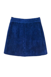 Current Boutique-By Anthropologie - Cobalt Blue Suede Button Front Mini Skirt Sz 2