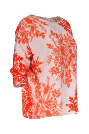 Current Boutique-By Malene Birger - Orange & White Floral Printed Silk Blouse Sz 4