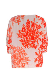 Current Boutique-By Malene Birger - Orange & White Floral Printed Silk Blouse Sz 4