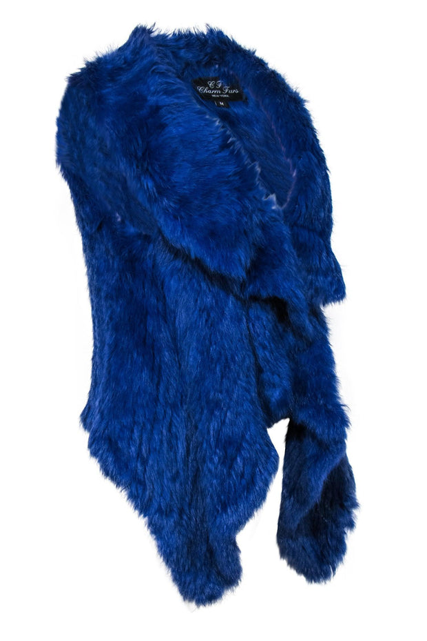 Current Boutique-CF Charm Furs - Blue Rabbit Open Front Vest Sz M