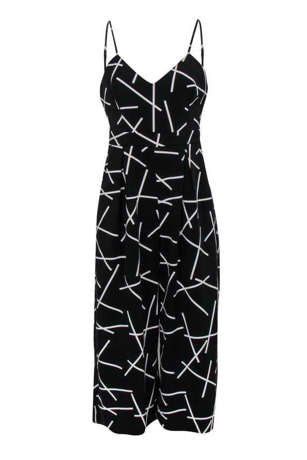 Current Boutique-C/MEO Collective - Black & White Geometric Print Sleeveless Cropped Jumpsuit Sz M