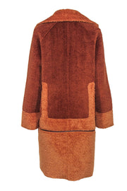 Current Boutique-C/MEO Collective - Caramel Two-Toned Fuzzy Open Longline Coat w/ Zippered Convertible Hem Sz XS