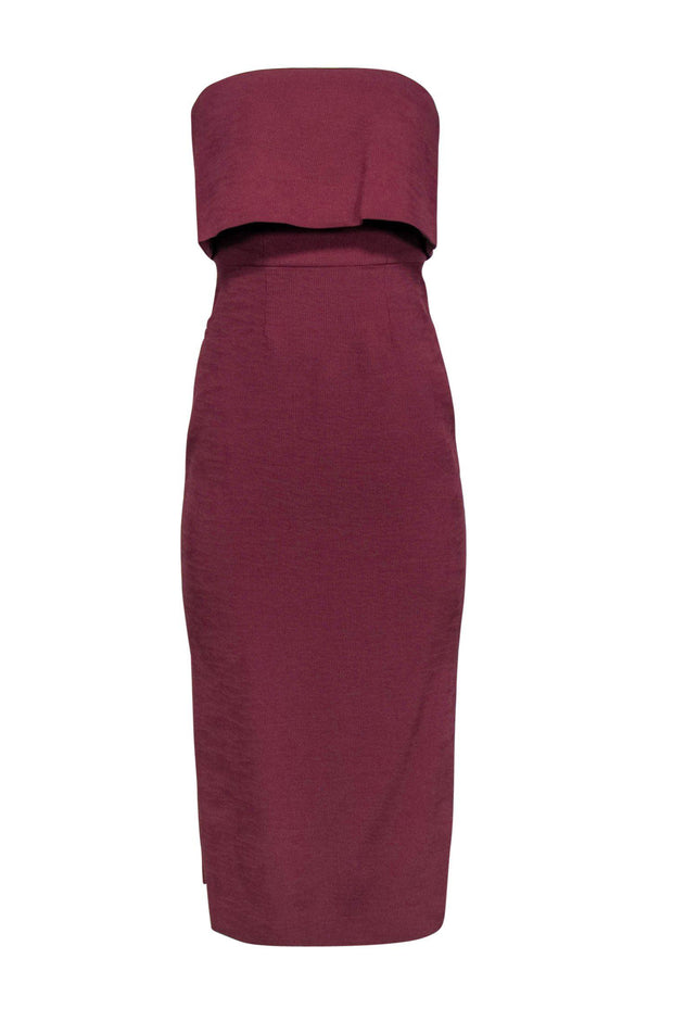 Current Boutique-C/MEO Collective - Rust Red Ribbed Strapless Bodycon Midi Dress Sz