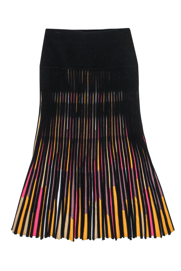 Current Boutique-COS - Black Pleated Midi Knit Skirt w/ Multicolored Accents Sz XS